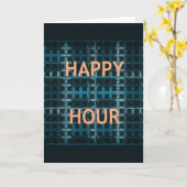 Happy Hour Tekst Blauwe Vector Art Print Kaart (Gele Bloem)