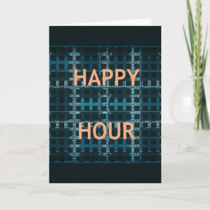 Happy Hour Tekst Blauwe Vector Art Print Kaart