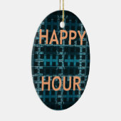 Happy Hour Tekst Blauwe Vector Art Print Keramisch Ornament (Rechts)