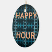 Happy Hour Tekst Blauwe Vector Art Print Keramisch Ornament (Links)