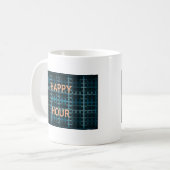 Happy Hour Tekst Blauwe Vector Art Print Koffiemok (Voorkant links)