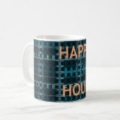 Happy Hour Tekst Blauwe Vector Art Print Koffiemok (Voorkant links)