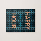 Happy Hour Tekst Blauwe Vector Art Print Legpuzzel (Horizontaal)