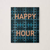 Happy Hour Tekst Blauwe Vector Art Print Legpuzzel (Verticaal)