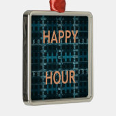 Happy Hour Tekst Blauwe Vector Art Print Metalen Ornament (Rechts)