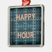 Happy Hour Tekst Blauwe Vector Art Print Metalen Ornament (Links)