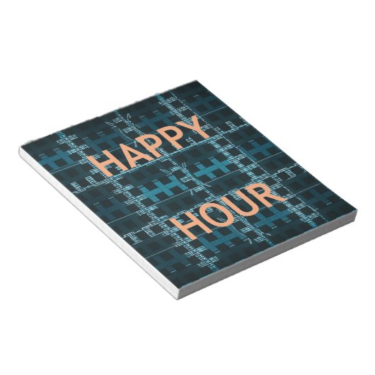 Happy Hour Tekst Blauwe Vector Art Print Notitieblok (Schuin)