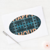 Happy Hour Tekst Blauwe Vector Art Print Ovale Sticker (Envelop)