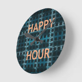 Happy Hour Tekst Blauwe Vector Art Print Ronde Klok (Hoek)