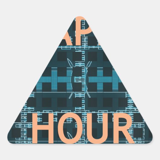 Happy Hour Tekst Blauwe Vector Art Print Sticker (Voorkant)