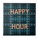 Happy Hour Tekst Blauwe Vector Art Print Tegeltje (Voorkant)