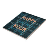 Happy Hour Tekst Blauwe Vector Art Print Tegeltje (Zijkant)