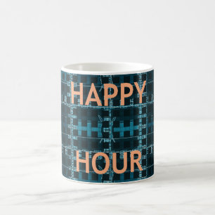 Happy Hour Tekst Blauwe Vector Kunstprint Koffiemok