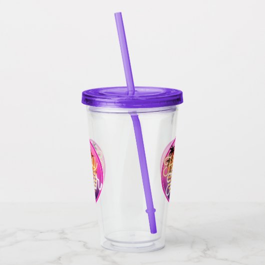Happy Hour Tumble w Straw Acryl Drinkbeker (Links)