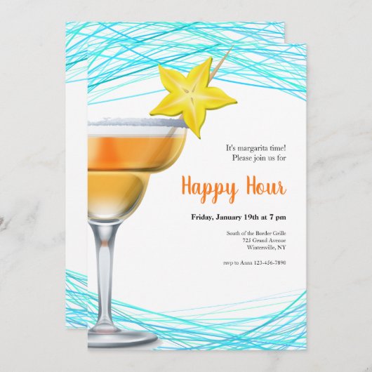 Happy Hour Uitnodiging (Voorkant / Achterkant)