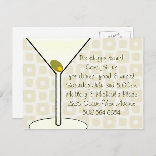 Happy Hour Uitnodiging (Voorkant / Achterkant)