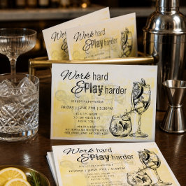 Happy Hour Uitnodiging 'Hard Werken, Harder Feeste