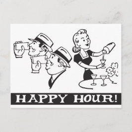 Happy Hour-uitnodiging met grappige retro Uitnodiging Briefkaart