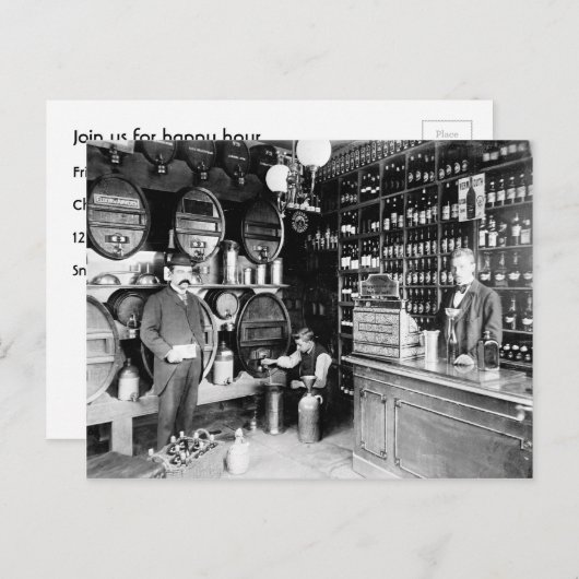 Happy Hour-uitnodiging met  staaffoto Uitnodiging Briefkaart (Voorkant / Achterkant)