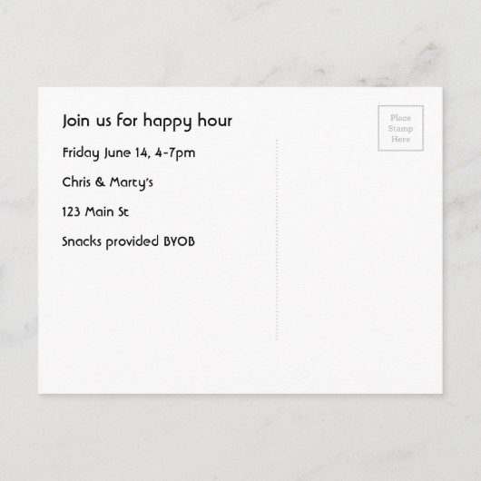 Happy Hour-uitnodiging met  staaffoto Uitnodiging Briefkaart (Achterkant)