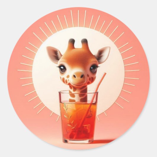 Happy Hour van Giraffe Ronde Sticker (Voorkant)