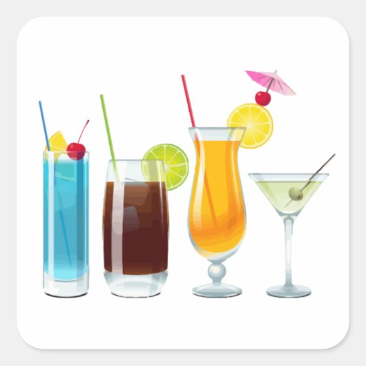 Happy Hour Vierkante Sticker (Voorkant)