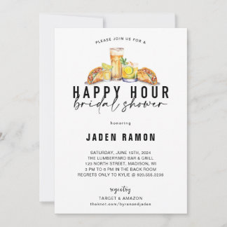 Happy Hour Vrijgezellenfeest bruiloft douche uitno Kaart