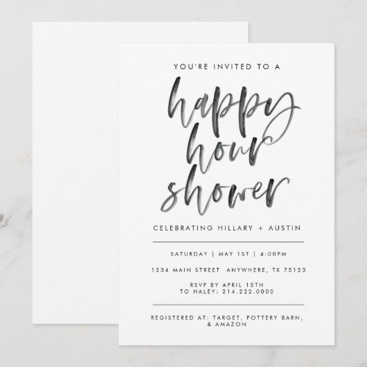 HAPPY HOUR VRIJGEZELLENFEEST KAART (Voorkant / Achterkant)