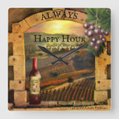 Happy Hour Wine Vineyard Art Wall klok (Voorkant)