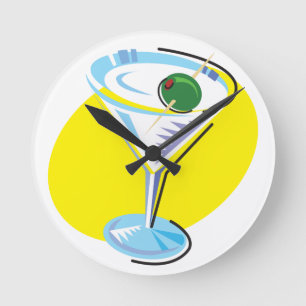 Happy Hours_retro-stijl Martini glass zonder einde Ronde Klok