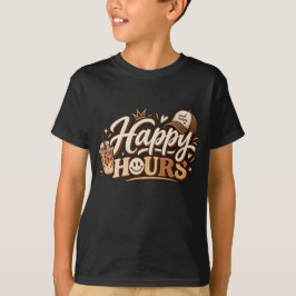 Happy Hours | Vintage bruine en crèmekleurige typo T-shirt