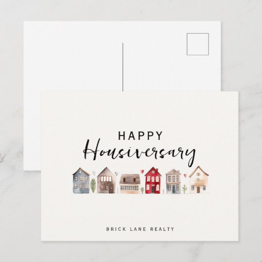 Happy House Jubileum Schattigee huizen onroerend g Feestdagenkaart (Voorkant / Achterkant)
