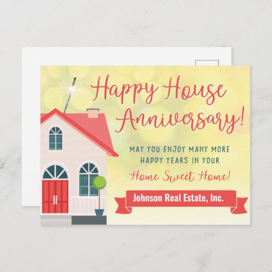 Happy House Jubileum van Realtor Briefkaart (Voorkant / Achterkant)