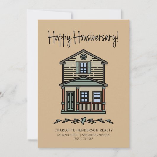 Happy Housiversary Client Home Jubileum Tan Kaart (Voorkant)