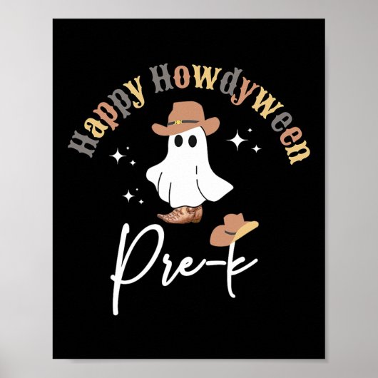 Happy Howdyween Pre-k Ghost Western Teacher Presch Poster (Voorkant)