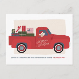 Happy Howholidays Dog in Truck Drawing Holiday Kaa Feestdagenkaart