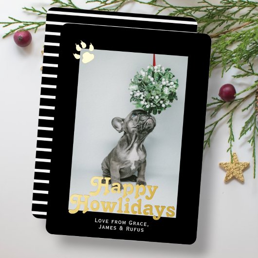 Happy Howholidays Dog Theme Foto Gepersonaliseerd Folie Feestdagenkaart