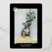 Happy Howholidays Dog Theme Foto Gepersonaliseerd Folie Feestdagenkaart (Voorkant)