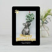 Happy Howholidays Dog Theme Foto Gepersonaliseerd Folie Feestdagenkaart (Staand Voorkant)