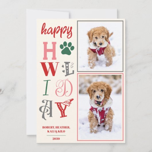 Happy Howholidays Hond Kerst Afbeelding Custom Pho Feestdagenkaart (Voorkant)
