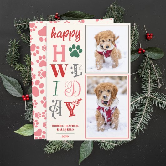 Happy Howholidays Hond Kerst Afbeelding Custom Pho Feestdagenkaart