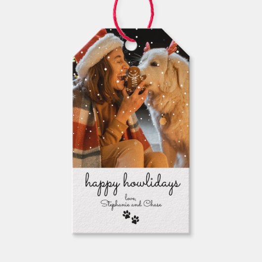 Happy Howholidays Minimal Christmas Pet Gift Label Cadeaulabel (Voorkant)