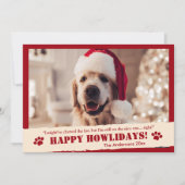 "Happy Howholidays" Paw Print rode kerst Feestdagenkaart (Voorkant)