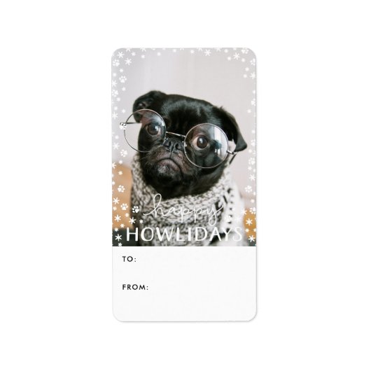 Happy Howholidays Pet Lover Foto Vakantie Gift Lab Etiket (Voorkant)