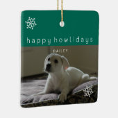 Happy Howholidays Voeg uw foto toe Groen Huisdier  Keramisch Ornament (Rechts)