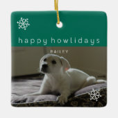Happy Howholidays Voeg uw foto toe Groen Huisdier  Keramisch Ornament (Voorkant)
