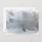 Happy "Howl" bezoekt Wolf in het sneeuwBriefkaart Briefkaart (Voorkant / Achterkant)