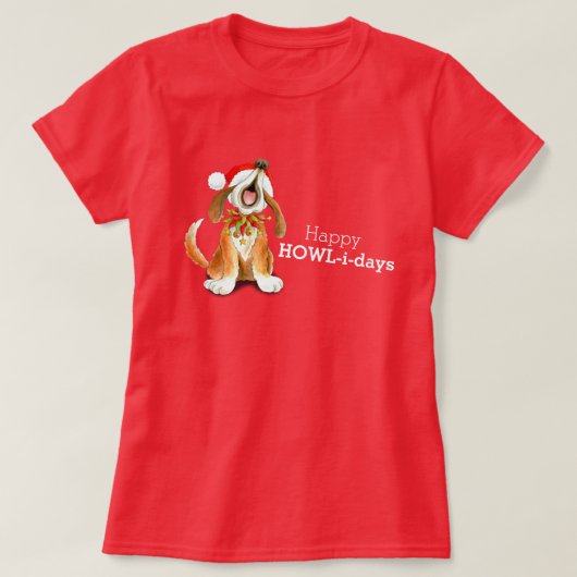 Happy Howl-i-days-kersthondenkarol zingend T-shirt (Design voorkant)