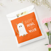 Happy Howl-o-between Ghost Dog Oranje Halloween Bedankzakje (Gezegeld)