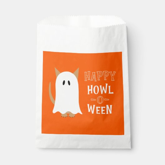 Happy Howl-o-between Ghost Dog Oranje Halloween Bedankzakje (Voorkant)
